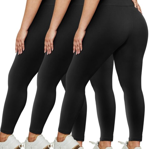 HLTPRO 3 Pack Plus Size Leggings for Women(X-Large - 4X)- High Waist Stretchy Soft Pants for Workout Running Yoga