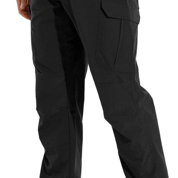 KFUBUO Men's Lightweight Ripstop Tactical Cargo Pants, Water Resistant Hiking Work Pants Relaxed Fit Black