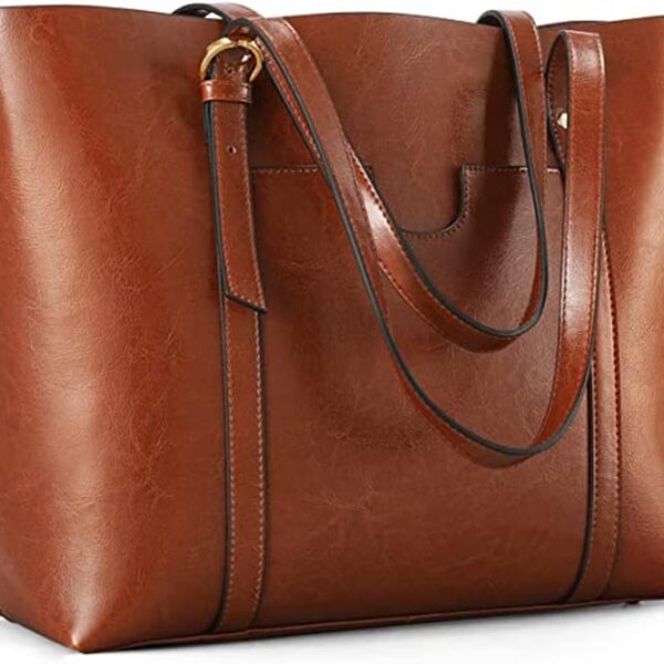 Kattee Genuine Leather Women Tote Bag Soft Handbags Vintage Shoulder Purses Fashion Top Handle Bag Large Capacity