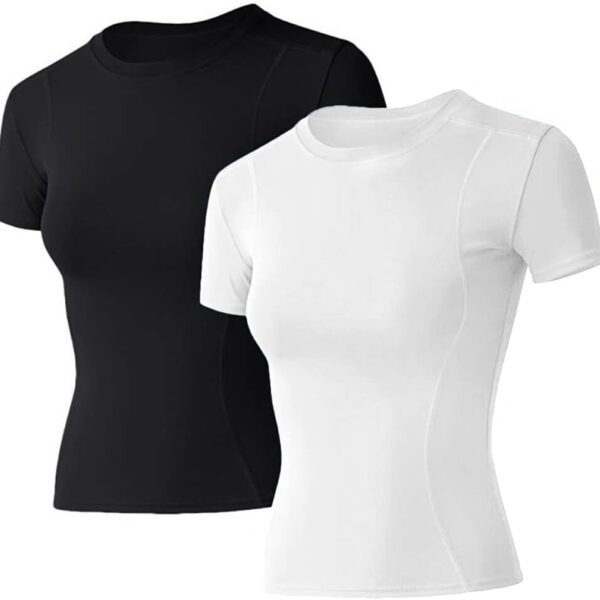 Loovoo Women Workout Shirts 1/2/3 Pack Athletic Compression Tee Dry Fit Yoga Gym Basic Tops