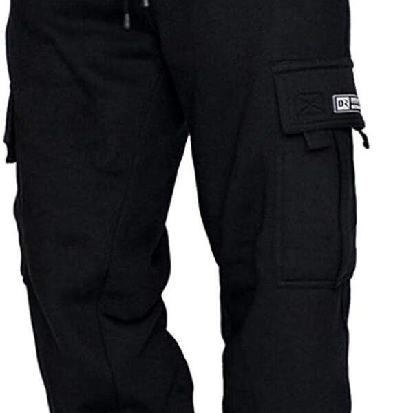 Men's Cargo Sweatpants Open Bottom Fleece Hiking Jogger Cargo Sweatpants for Men with Pockets