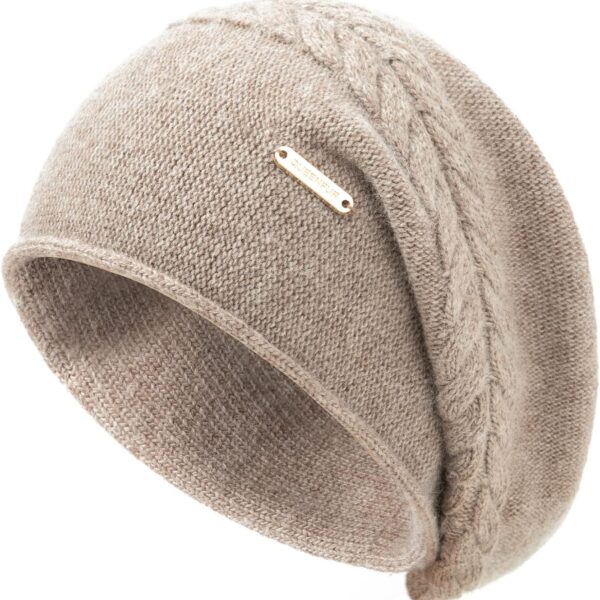 QUEENFUR Knit Slouchy Beanie Hats for Women Cashmere Ski Cap Knitted Wool Soft Warm Winter Hat