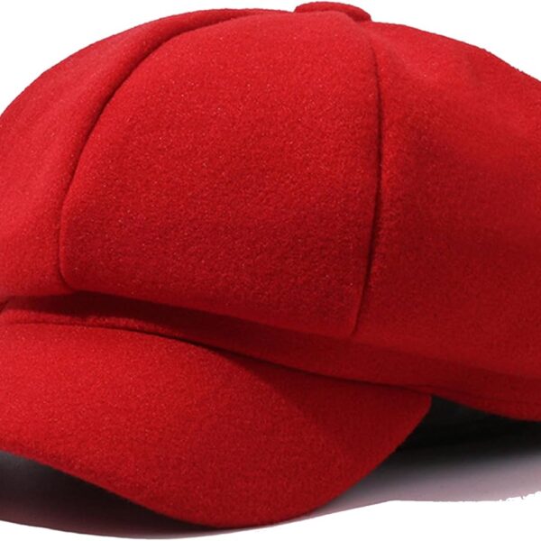 Retro Wool Blend Newsboy Caps for Women Winter Warm Octagonal Painter Beret Solid Cabbie Bakerboy Cap Medium