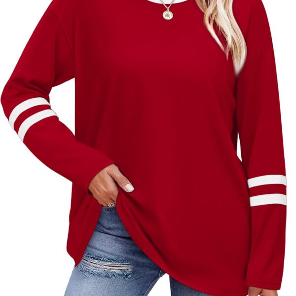 Sampeel Long Sleeve Shirts for Women Color Block Casual Tops Fall Outfits 2026 Basic Tees Trendy Spring Clothes