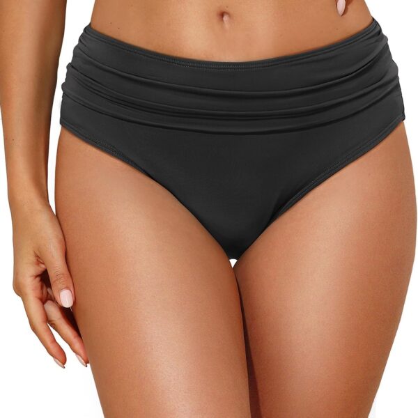 Tempt Me Women Mid Rise Bikini Bottoms Full Coverage Swimsuit Ruched Scrunch Swim Bottom