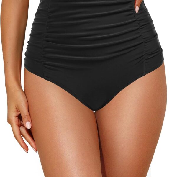 Tempt Me Women's High Waisted Swimsuit Bottom Tummy Control Ruched Bikini Bottom Vintage Swim Bottom Tankini Briefs