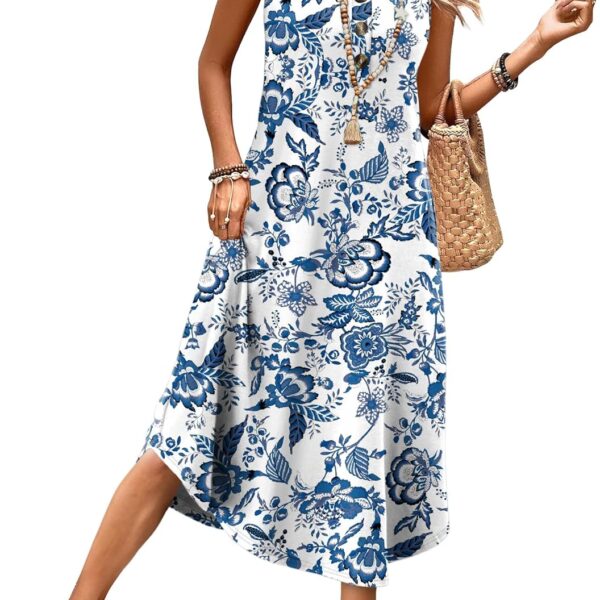 WIHOLL Summer Dresses for Women 2026 Button Front Sleeveless Casual Midi Dress Beach Vacation Sundresses with Pockets