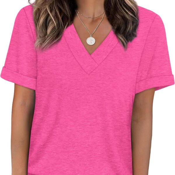 WIHOLL Womens Summer Tops Short Sleeve Basic Casual V Neck T Shirts Trendy Fashion 2026