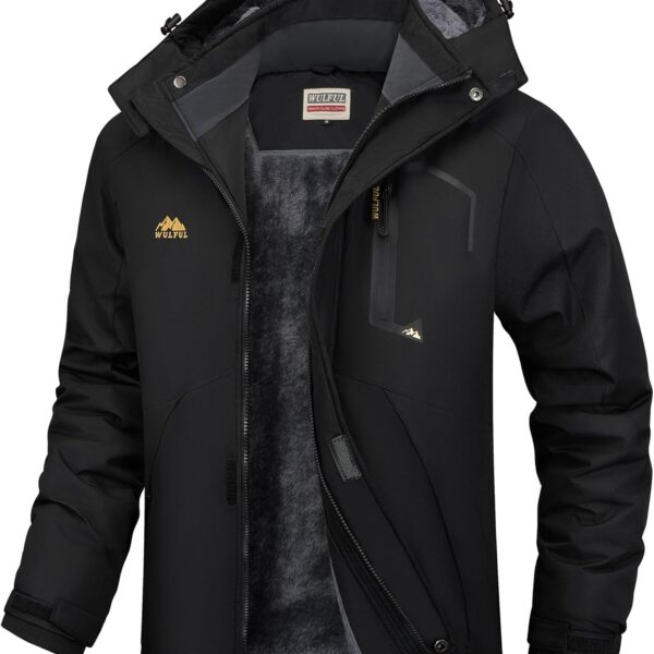 WULFUL Men's Ski Jackets Warm Winter Snow Windbreaker Resistant Snowboard Fleece Coat Mountain Waterproof Parka with Hood
