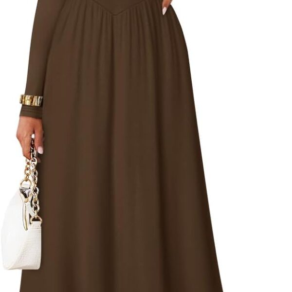 ZESICA Spring Dresses for Women 2026 Elegant Classy Square Neck Long Sleeve Flowy Wedding Guest Party Midi Dress