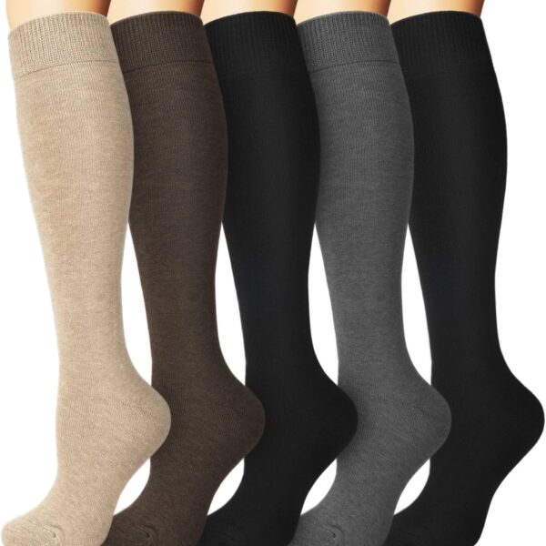we fleece 5 Pairs Warm Knee High Socks for Women-Thermal Cotton Socks for Hiking,Work,Winter,Gifts